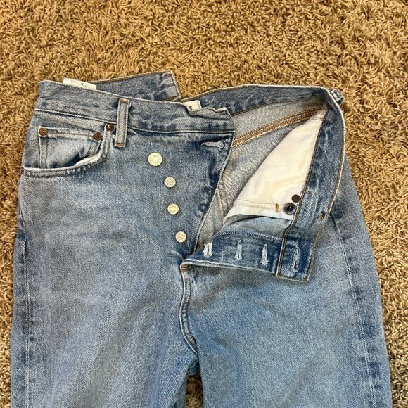 Agolde Criss Cross Straight Women Jeans with Raw Hem in Size 25 Light Wash - Picture 5 of 10